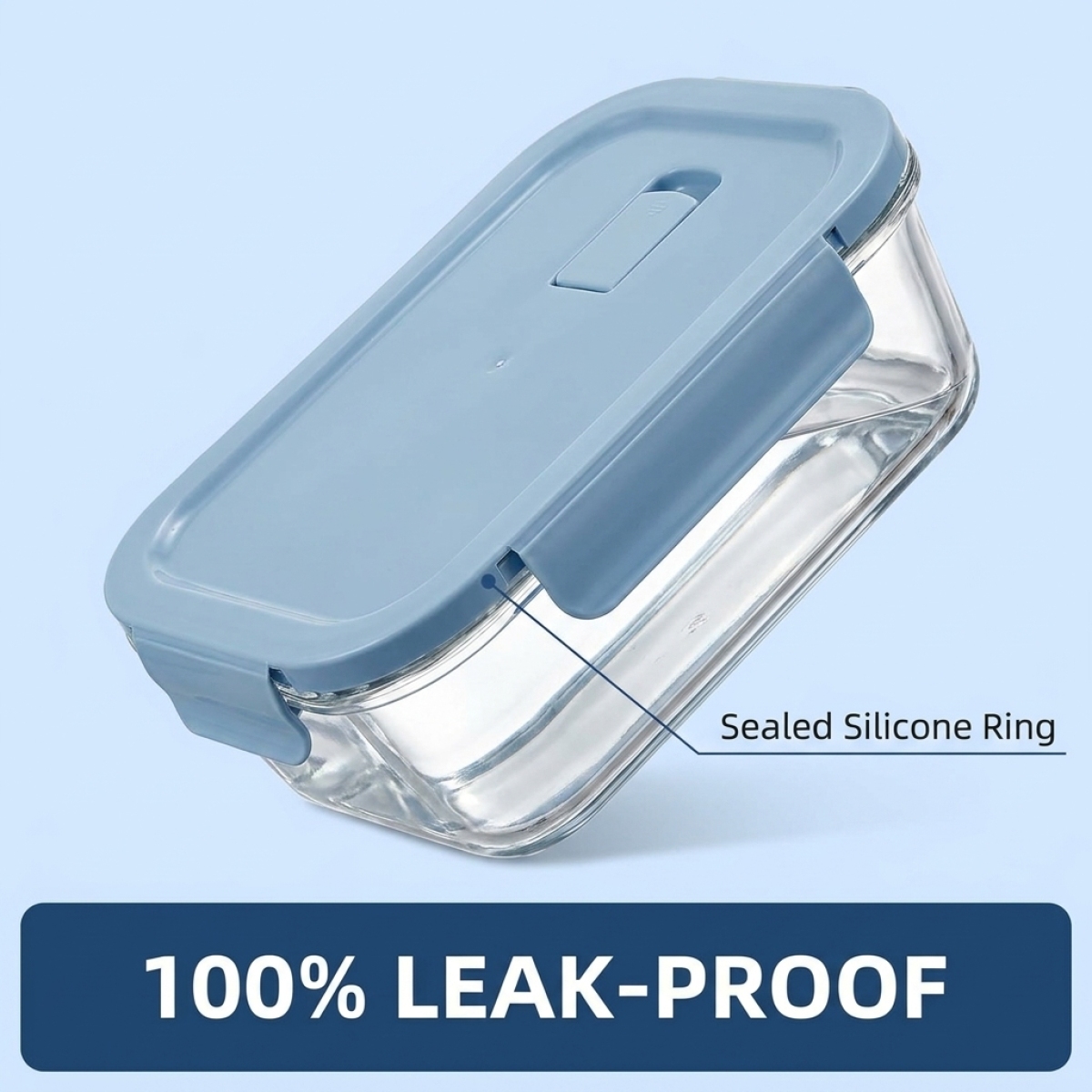 Meal Prep Glass - Sky Blue Glass Food Storage Container–Premium