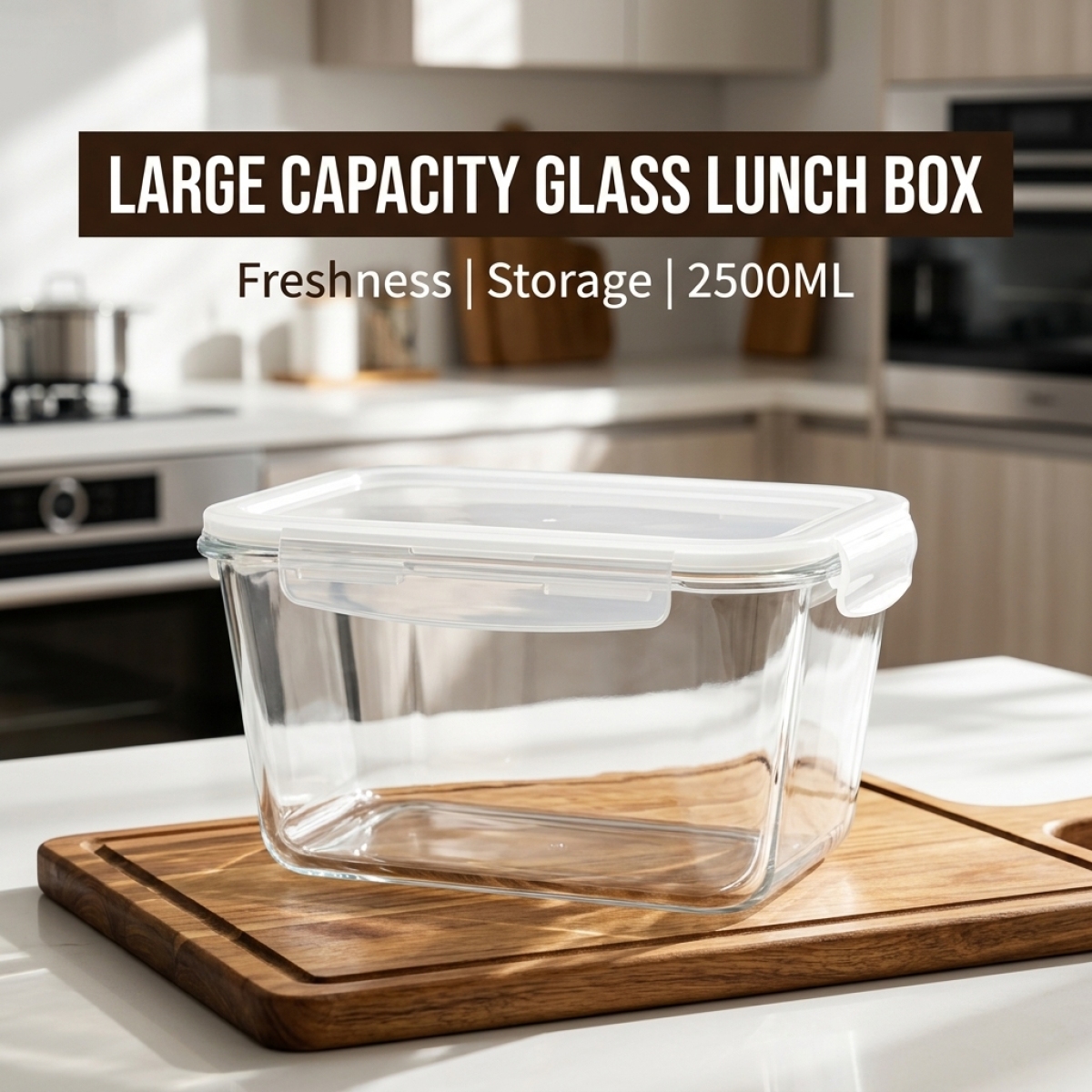 Meal Prep Glass - Large Capacity Borosilicate Glass Food Container,Leakproof