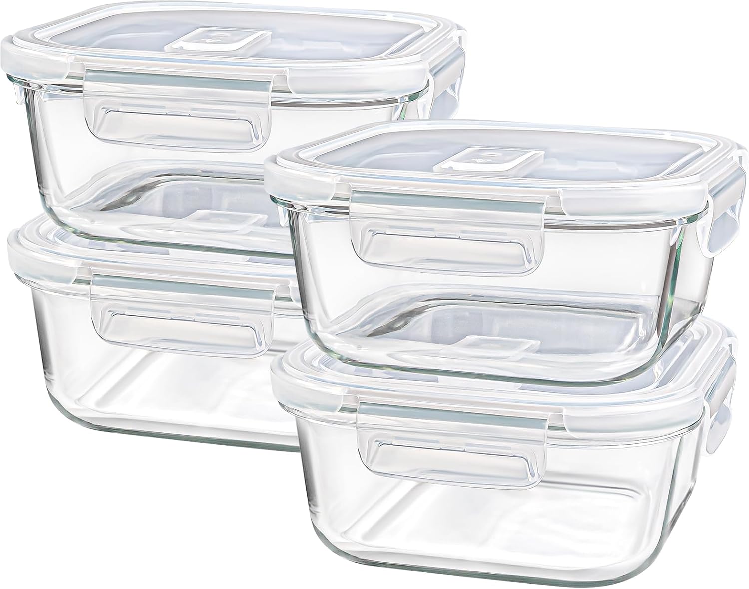 Meal Prep Yogurt Cups - Square Glass Containers with Lids 24oz