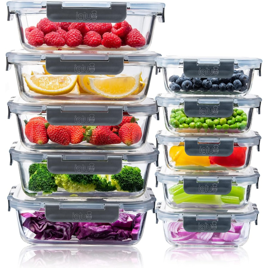 Meal Prep Glass - Glass Food Storage Containers 10 Pack,