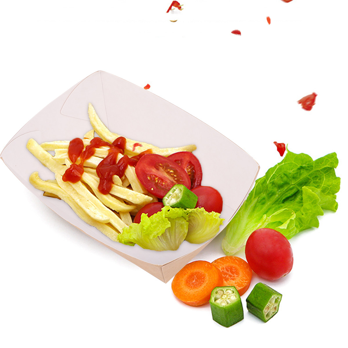 Meal Prep Chicken - 100Pcs Boat Shaped Kraft Paper Food