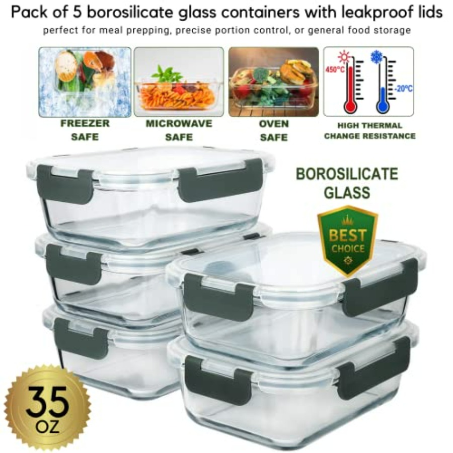 Glass Meal Prep Containers: 5  - Meal Prep Glass ulasan dan harga