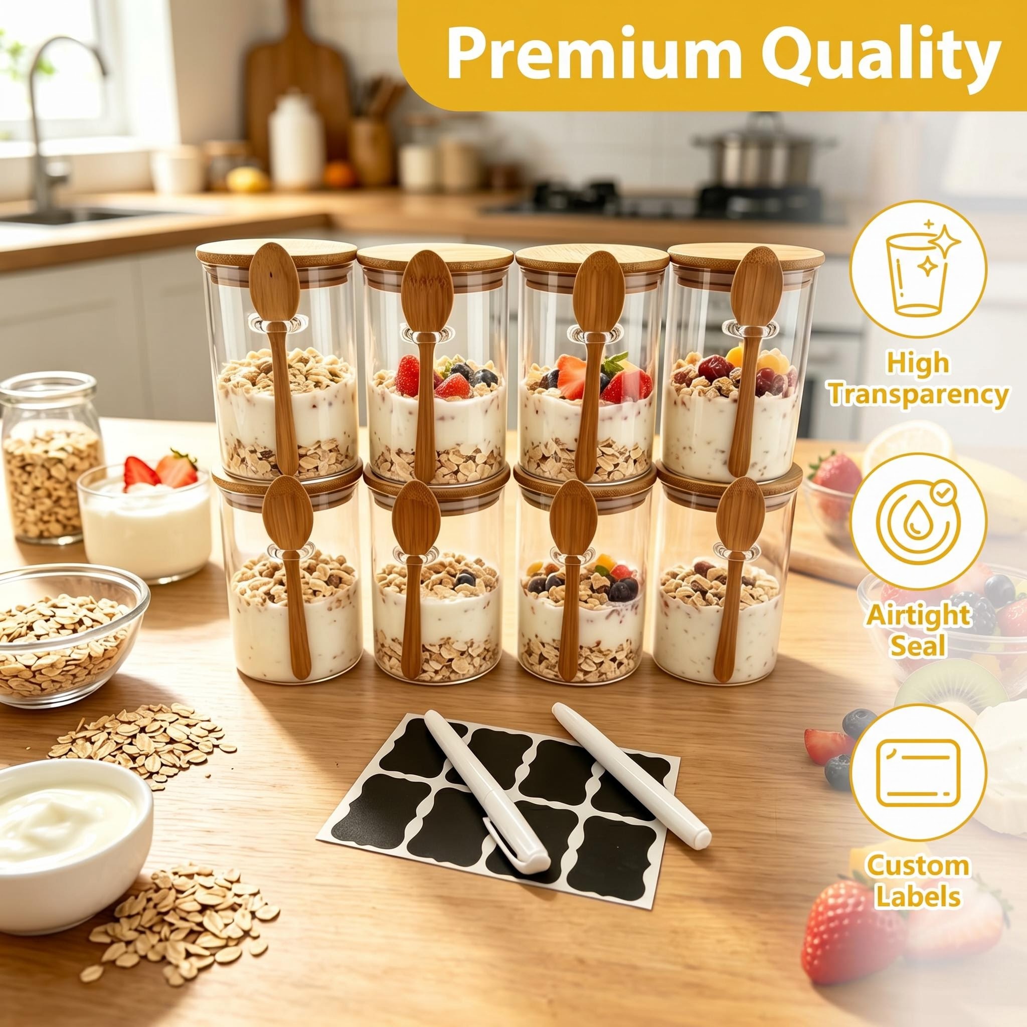 8 Pack Overnight Oats Glass Ja - Meal Prep Yogurt Cups ulasan dan harga