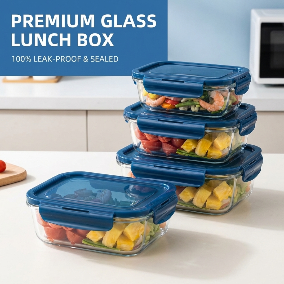 Star Sea Blue Glass Lunch Boxe - Meal Prep Seafood ulasan dan harga