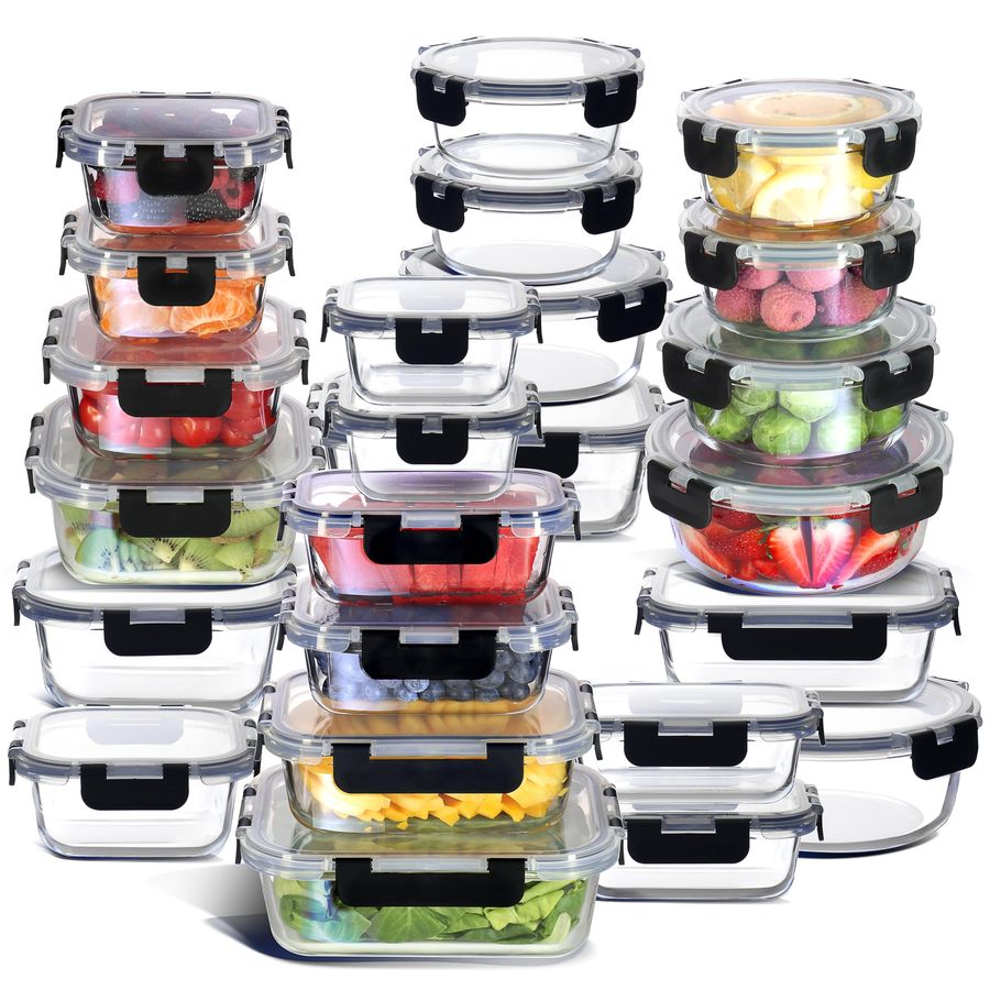 48pc Glass Storage Containers  - Meal Prep Glass ulasan dan harga