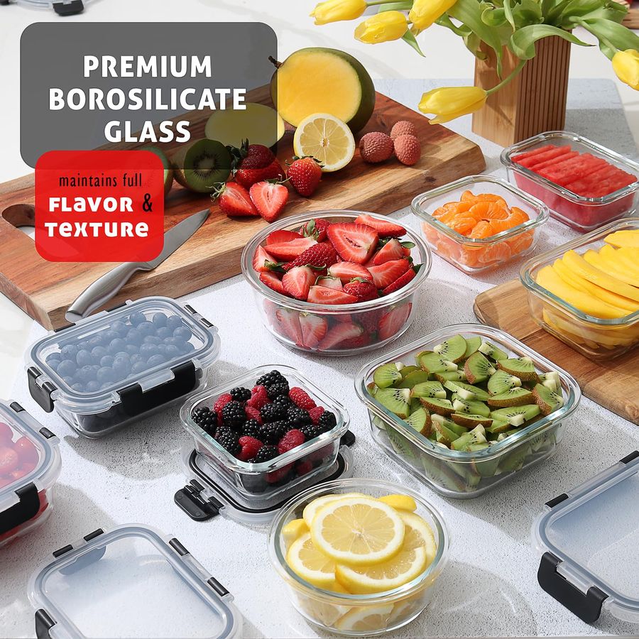 48pc Glass Storage Containers  - Meal Prep Glass ulasan dan harga