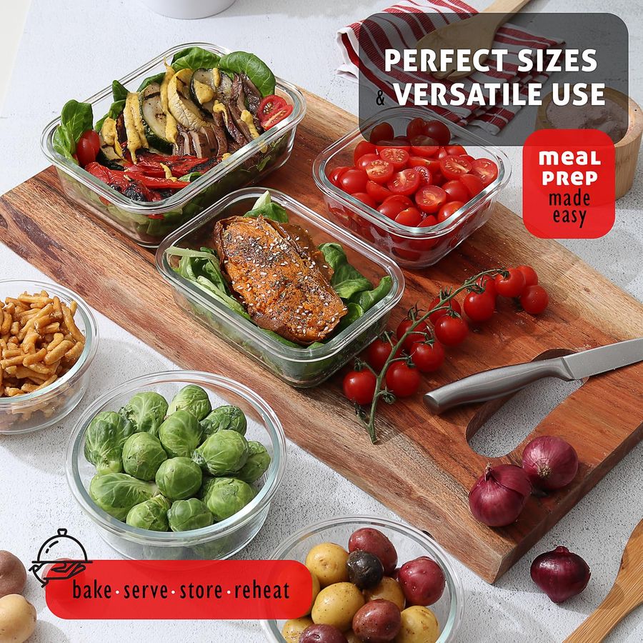 48pc Glass Storage Containers  - Meal Prep Glass ulasan dan harga