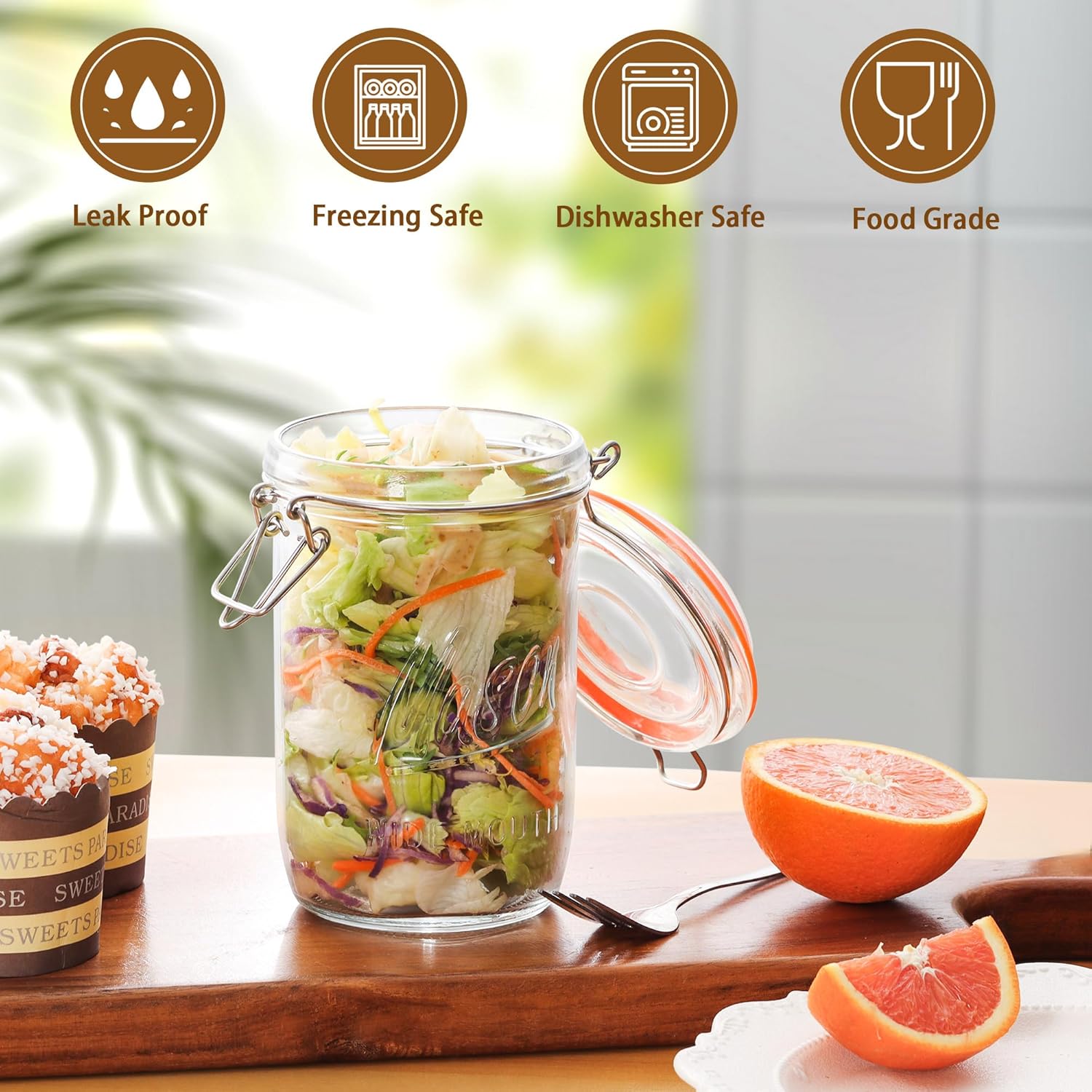 24oz Wide Mouth    Jars – 6 Pa - Meal Prep Glass ulasan dan harga
