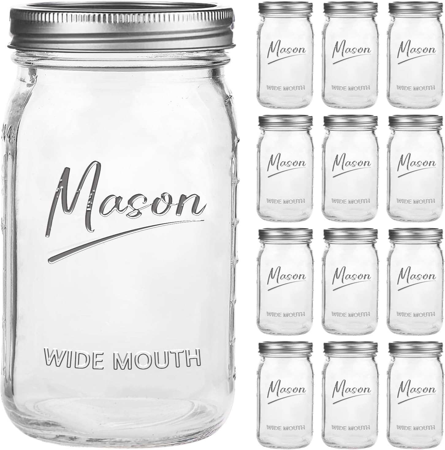 Jars 32 oz,12 Pack Quart Wide  - Meal Prep Glass ulasan dan harga
