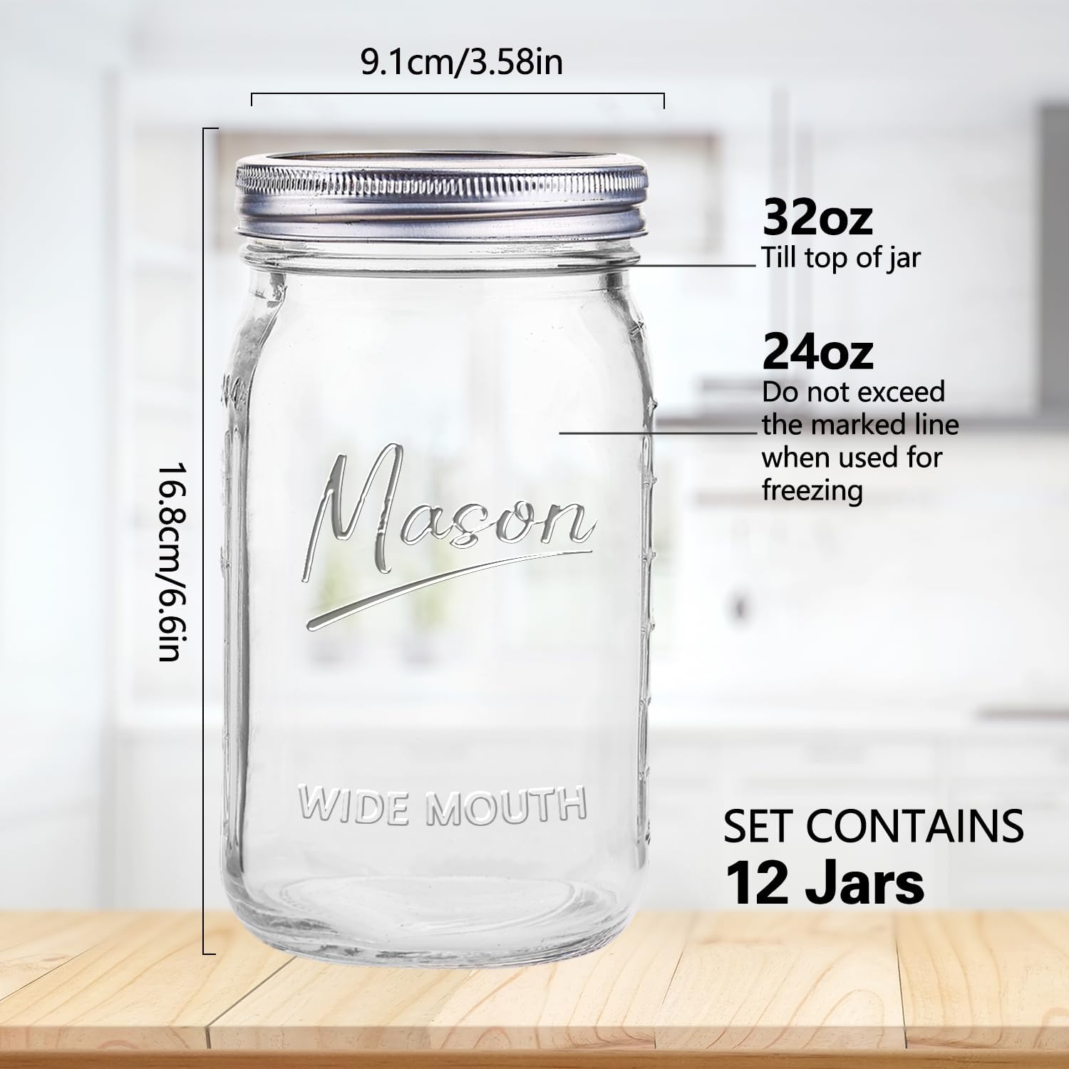 Jars 32 oz,12 Pack Quart Wide  - Meal Prep Glass ulasan dan harga