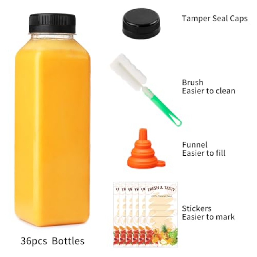 202636pcs 16oz Empty Plastic J - Meal Prep Juice Bottles ulasan dan harga