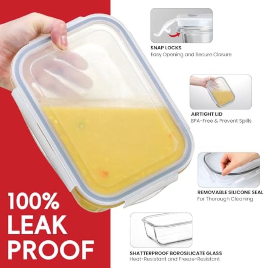 4 Pack 8 Cups/ 63oz Large Glas - Meal Prep Glass ulasan dan harga