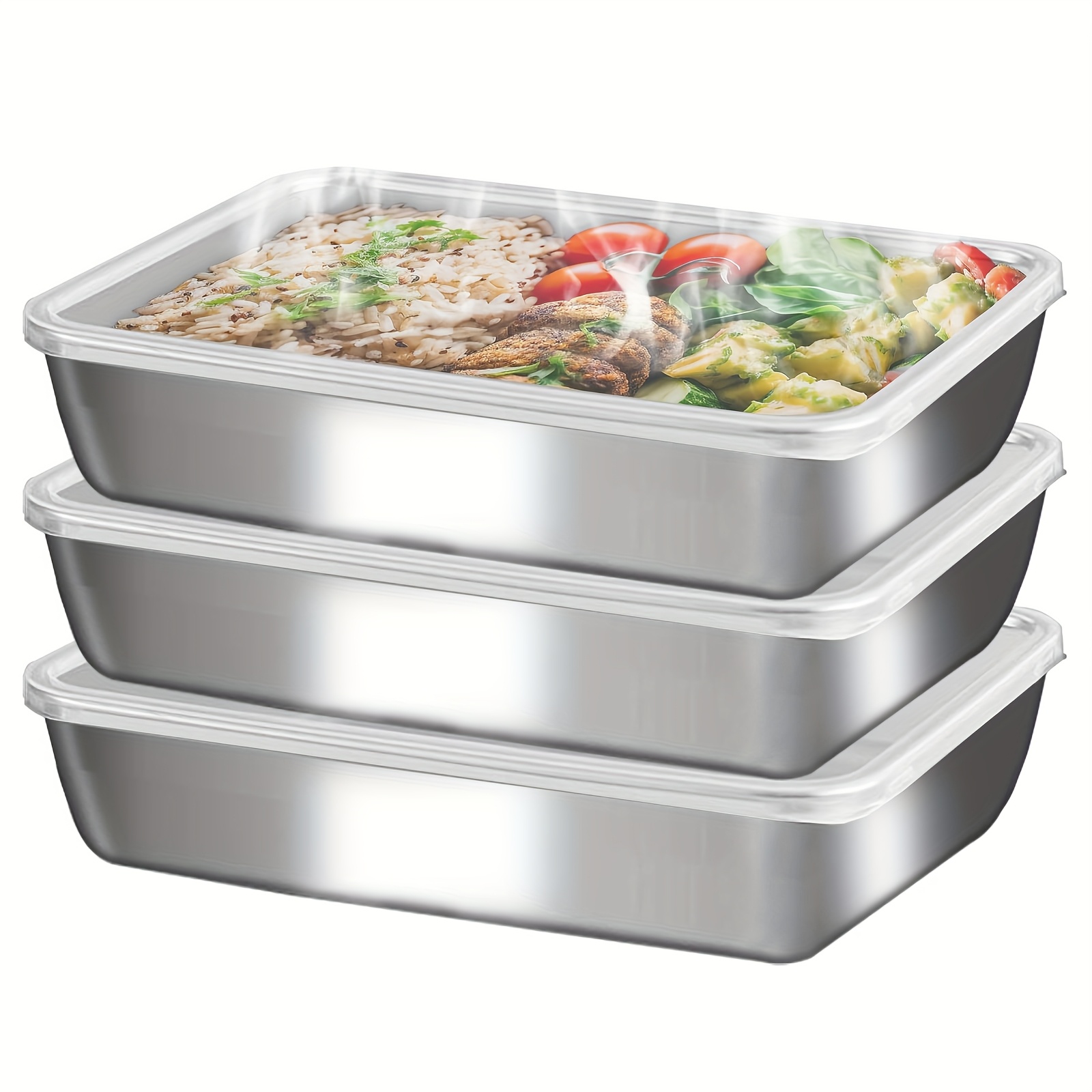 3pcs Stainless Steel Food Cont - Meal Prep Glass ulasan dan harga