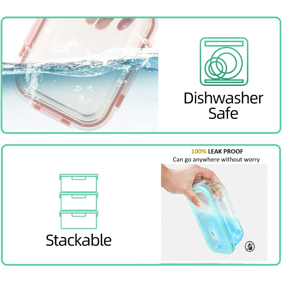 Glass Containers BPA-Free Lock - Meal Prep Glass ulasan dan harga