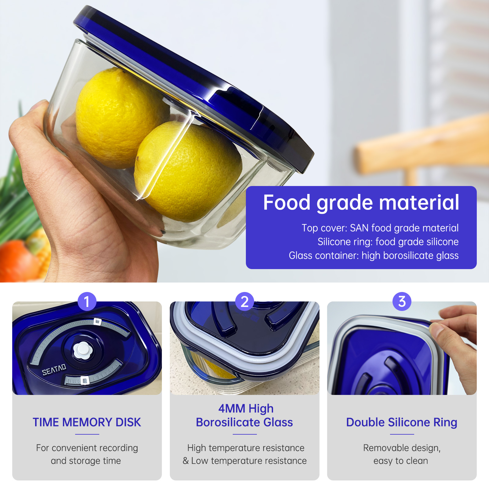 SEATAO Glass Food Storage Cont - Meal Prep Glass ulasan dan harga